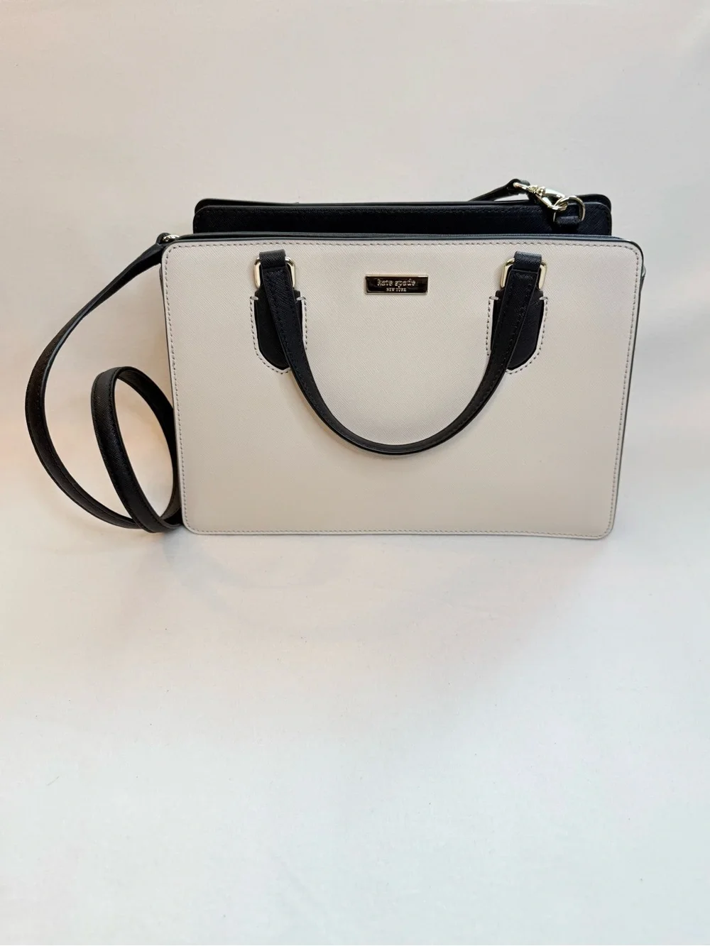 Kate Spade Black and Cream Two-Tone Structured Satchel